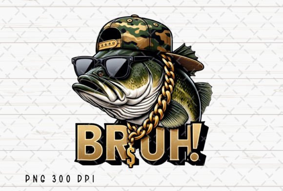 Download Bass Fish Funny Fishing Bruh Kids PNG - Png Collection
