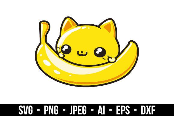 Download Adorable Banana Cat Vector - Cat Collection