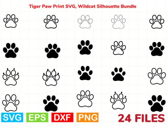 Download Tiger Paw Print SVG, Wildcat Silhouette - Cat Collection