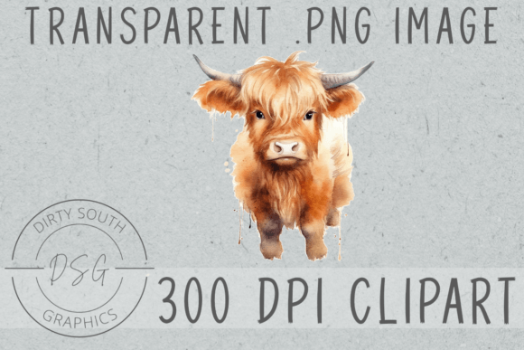 Download Watercolor Baby Highland Cow Calf - Premium Resources
