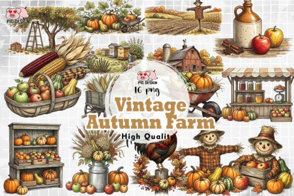 Download Vintage Autumn Farm Clipart PNG - Png Collection