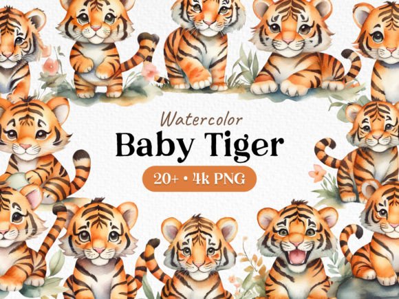 Download Bundle Watercolor Tiger Clipart PNG - Png Collection