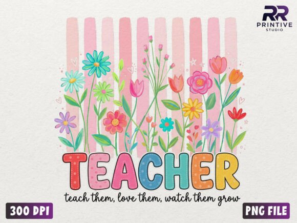 Download Preppy Stripes Teacher Floral Quote PNG - Png Collection