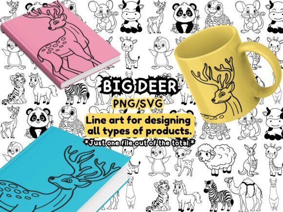 Download Big Deer Line Art – PNG &amp; SVG - Png Collection