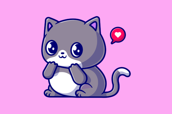Download Cute Shy Cat Cartoon Illustration - Cat Collection
