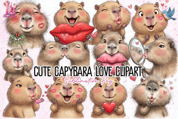 Download Cute Capybara Love Clipart PNG - Png Collection