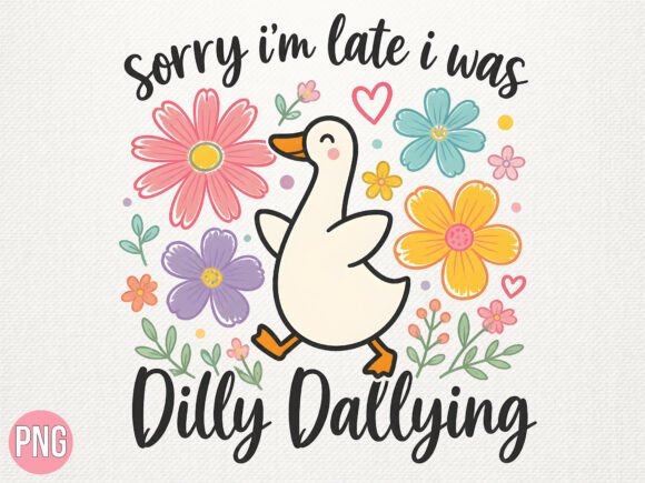Download Cute Floral Duck Dilly Dallying PNG - Png Collection