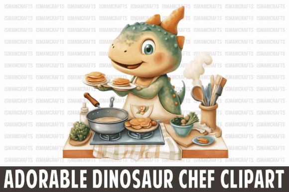 Download Adorable Dinosaur Chef Clipart PNG - Png Collection