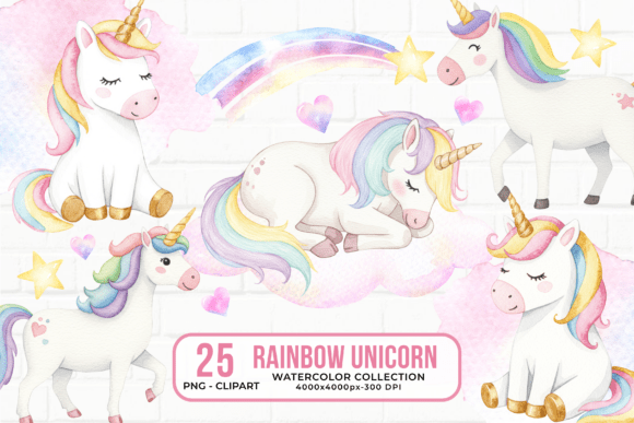 Download Rainbow Unicorn Watercolor ClipArt PNG - Png Collection