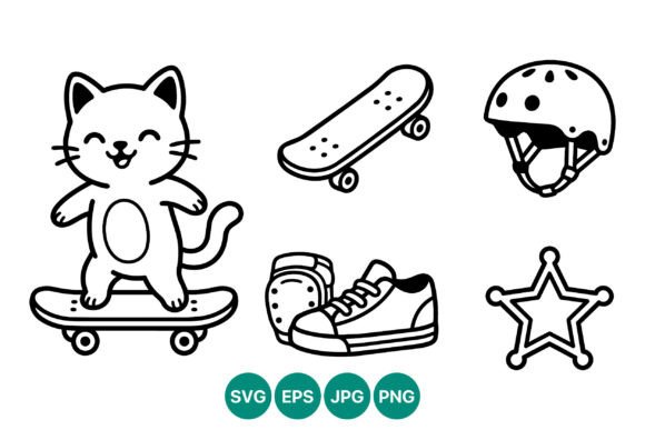 Download Happy Cat Riding Skateboard Vector - Cat Collection