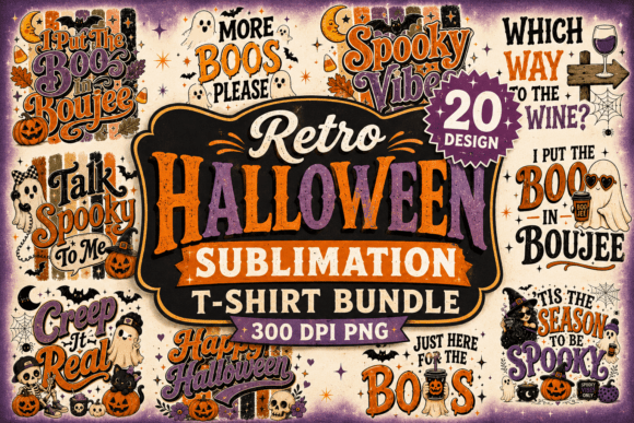 Download Retro Halloween PNG TShirt Design Bundle - Png Collection