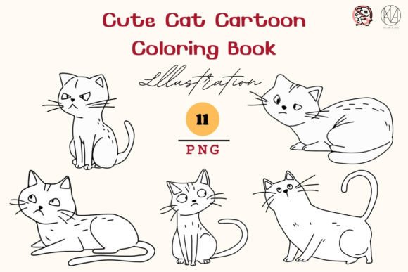 Download Cute Cat Cartoon Coloring21 PNG - Cat Collection