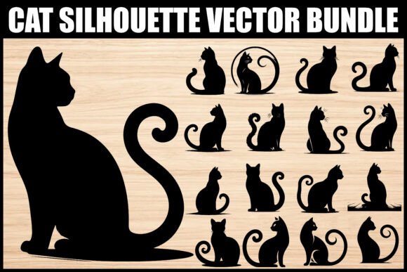 Download Elegant Cat Silhouette Vector Set - Cat Collection