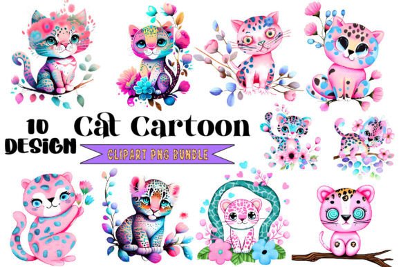Download Vintage Cat Cartoon Clipart Bundle - Cat Collection