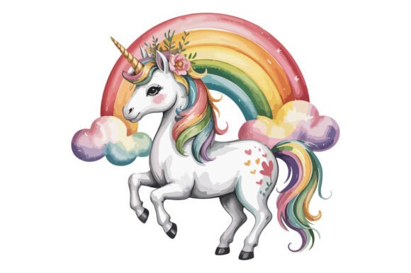 Download Cute Rainbow Unicorn PNG Clipart Design - Png Collection