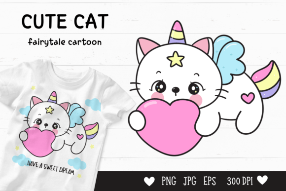 Download Cute Cat Cartoon Kawaii Clipart Fairy - Cat Collection