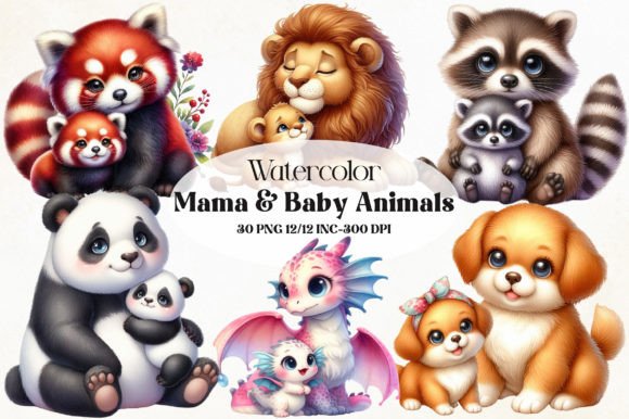 Download Cute Mama and Baby Animals PNG Clipart - Png Collection