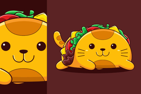 Download Cute Taco Cat Vector Cartoon Style - Cat Collection