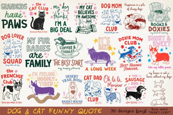 Download Whimsical Dog Mom Cat Mom Pet Lover Bundle - Cat Collection