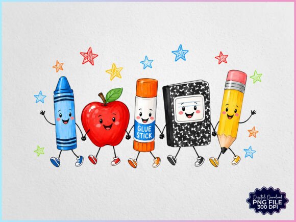 Download Back to School Cartoon Supplies PNG - Png Collection
