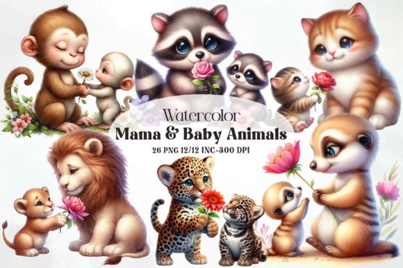 Download Cute Mama and Baby Animals PNG Clipart - Png Collection