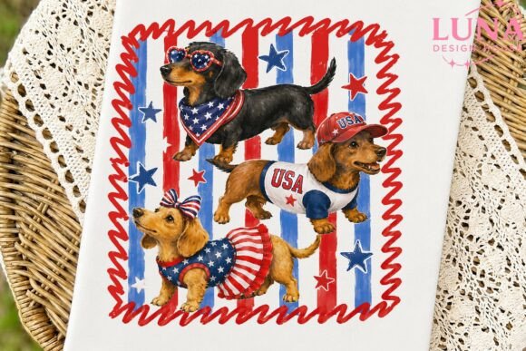 Download Patriotic Dachshund Dogs 4th July PNG - Png Collection