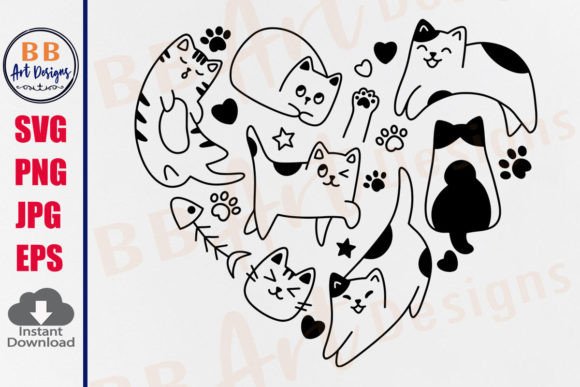 Download Cat Svg Heart Hand Drawn Doodle Cats Mom - Cat Collection