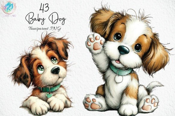 Download Whimsical Baby Dog Clipart PNG - Png Collection