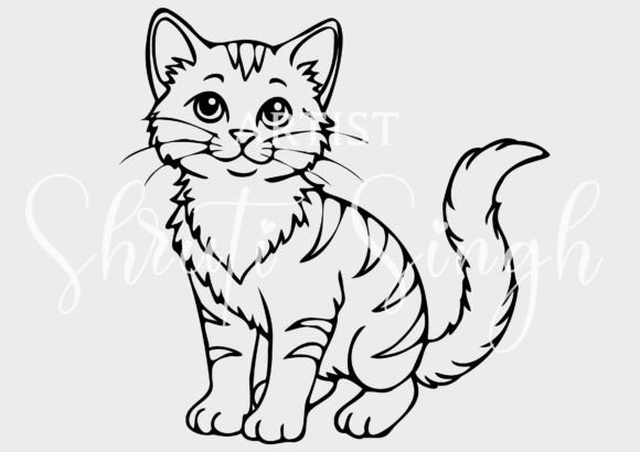 Download Cat, Kitten Vector Outline Illustration - Cat Collection